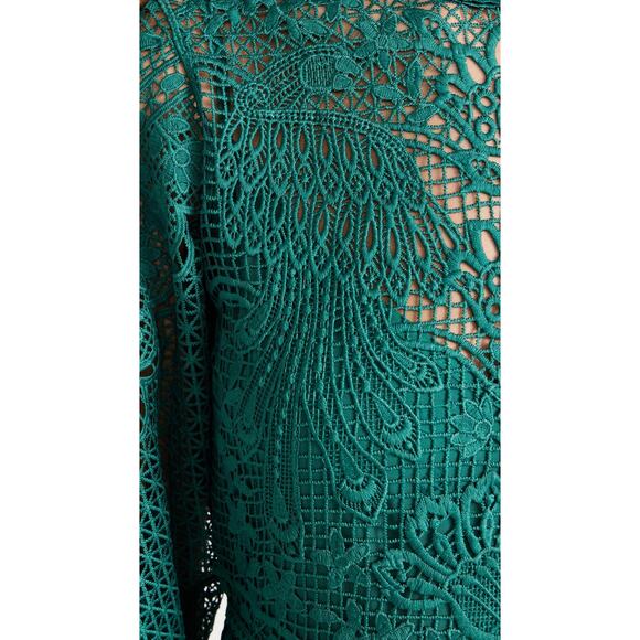 NWT FARM RIO Dark Green Guipure Long Sleeve Maxi Dress Medium M - Picture 5 of 12